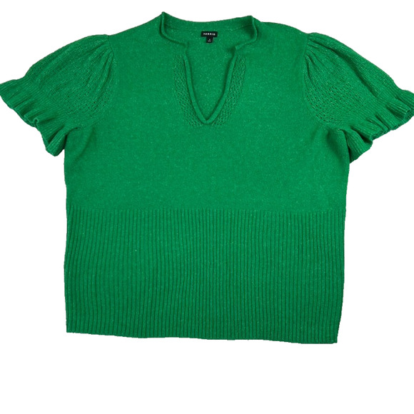 Torrid Sweater Women's Size 3 Vegan Cashmere V-Neck Ruffle Elbow Sleeve Pullover - Picture 1 of 10